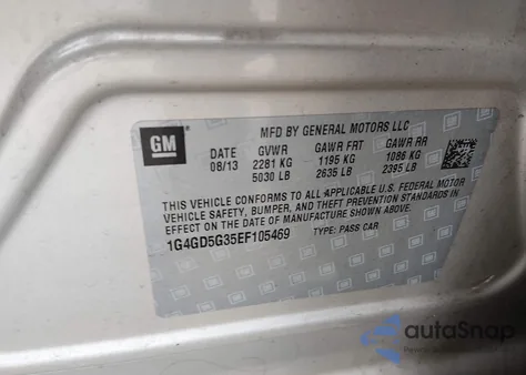 2014 Buick Lacrosse Premium I Group из США, поврежденный, VIN 1G4GD5G35EF105469